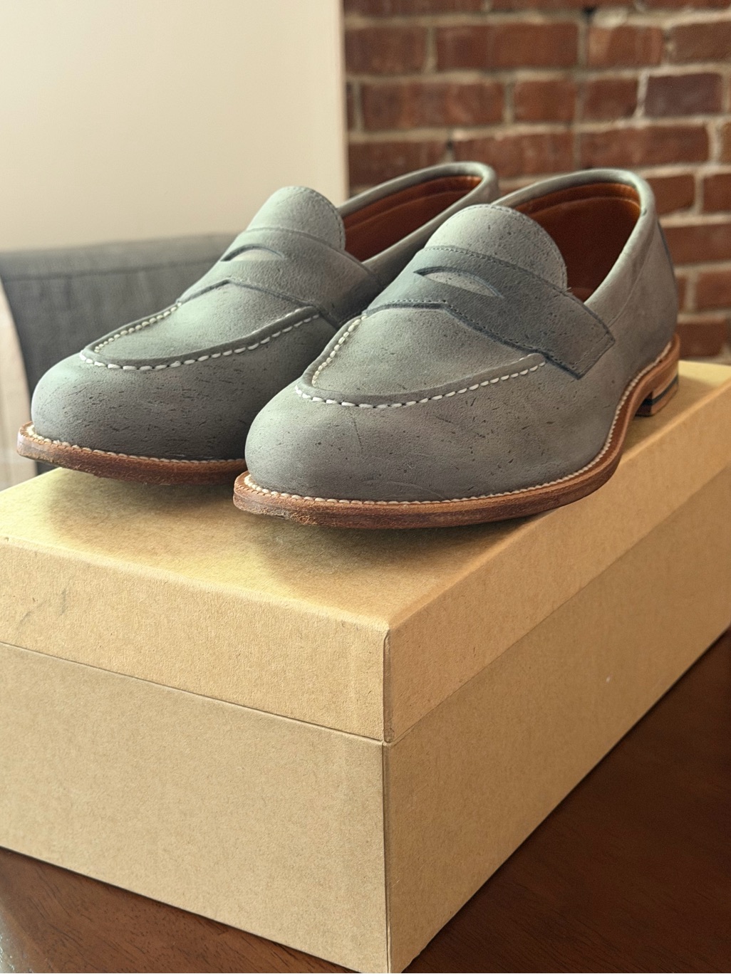 Grant Stone Traveler Penny Loafer In Storm Kudu